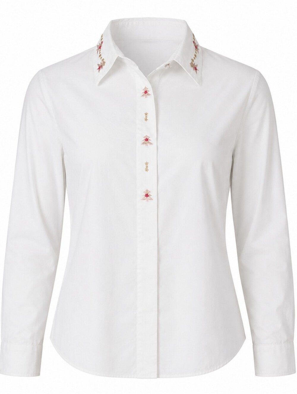 Vintage Tabi International Holiday/Christmas Tree Embroidered White Shirt Size M